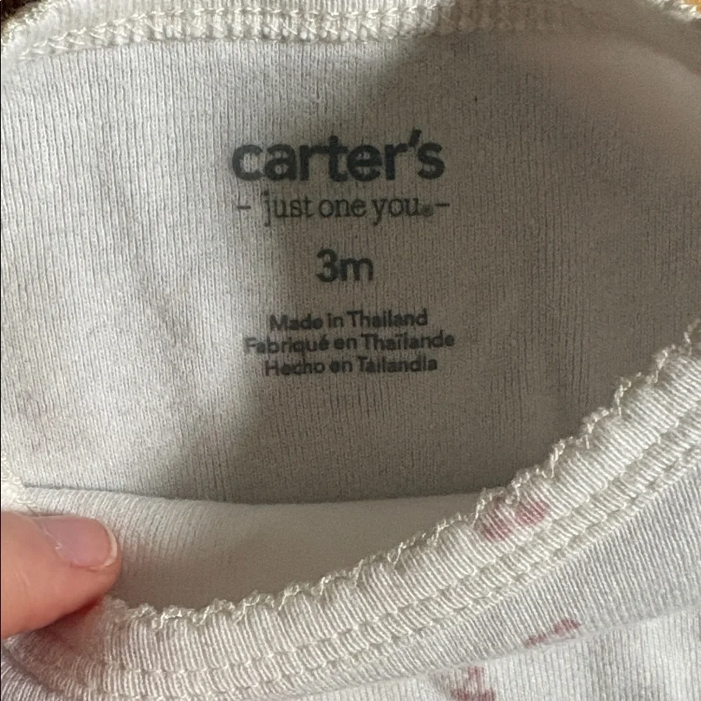 Carter's 0-3 Month Light Pink Ruffled Overalls & Long Sleeve Cherry Top
